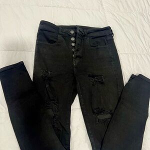 American Eagle Outfitters Black Distressed Skinny Jeans